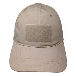 Beige Baseball Cap OS Ripstop Tactical Patch Panels Adjustable Strapback